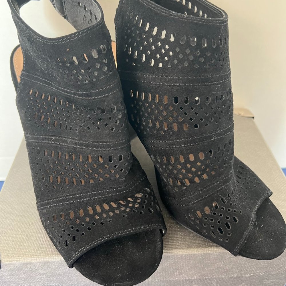 C Black Open Toe Sling Back Heels